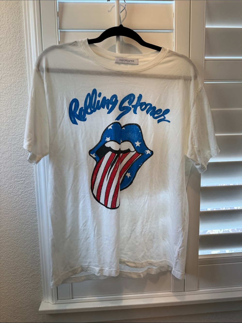 Daydreamer White Rolling Stones Flag Tongue Graphic Tee